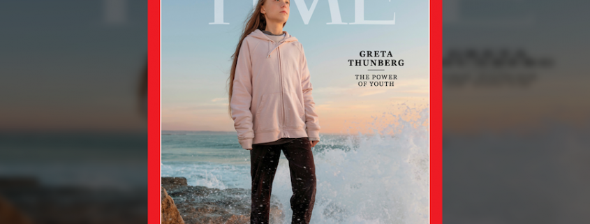 Capa da revista Time de dezembro de 2019, com Greta Thunberg - Tismoo